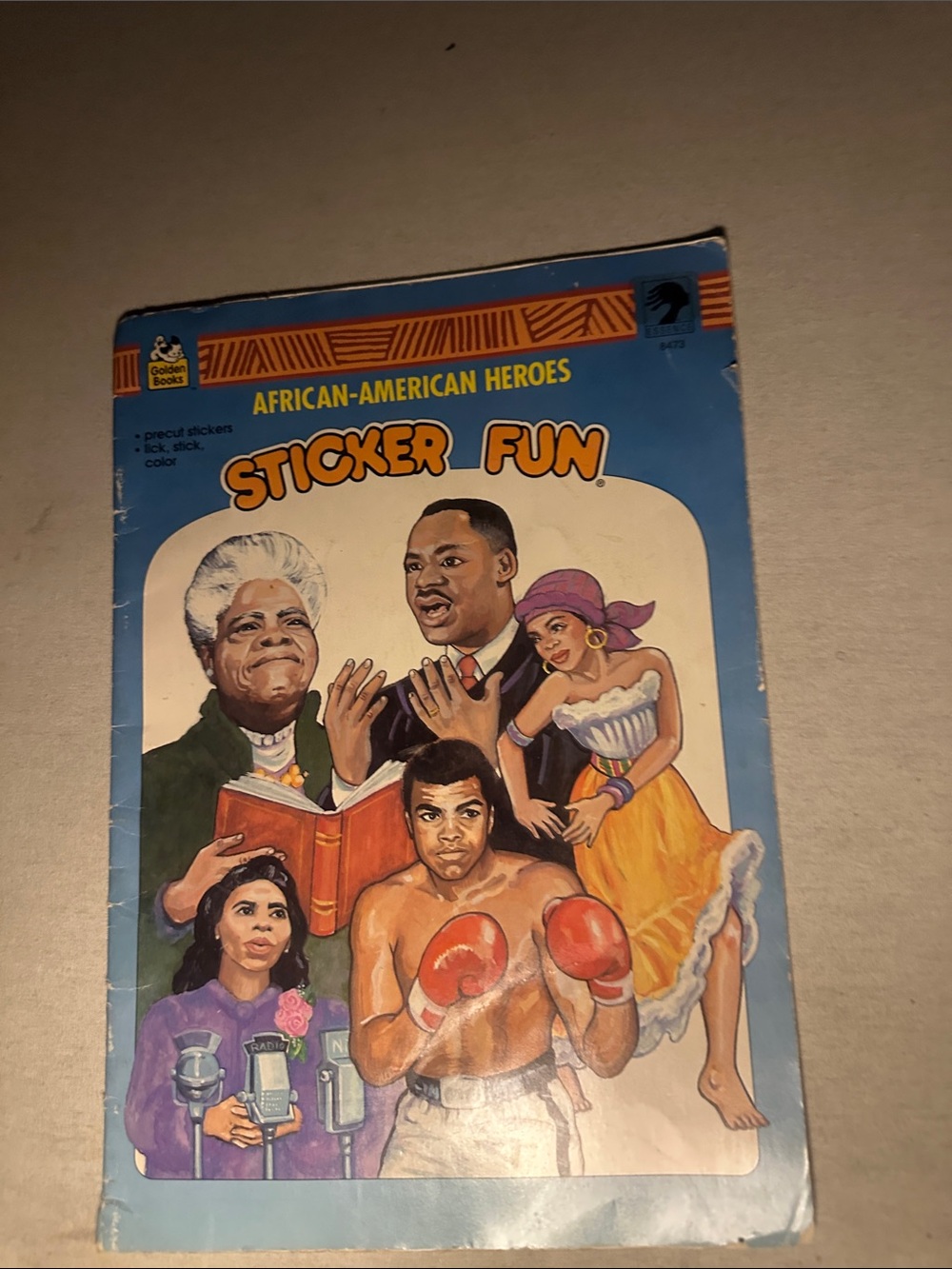 Vintage Collectible African-American Heroes Sticker Fun Book - Blue Cover